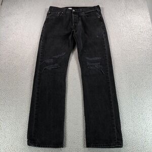 Redoe x Levis Jeans Mens 32x33 Black 501 Sashiko Distressed Denim USA